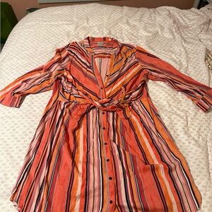 Nic and Zoe Striped Multicolor Shirt Dress